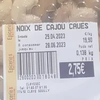 Noix de cajou crues