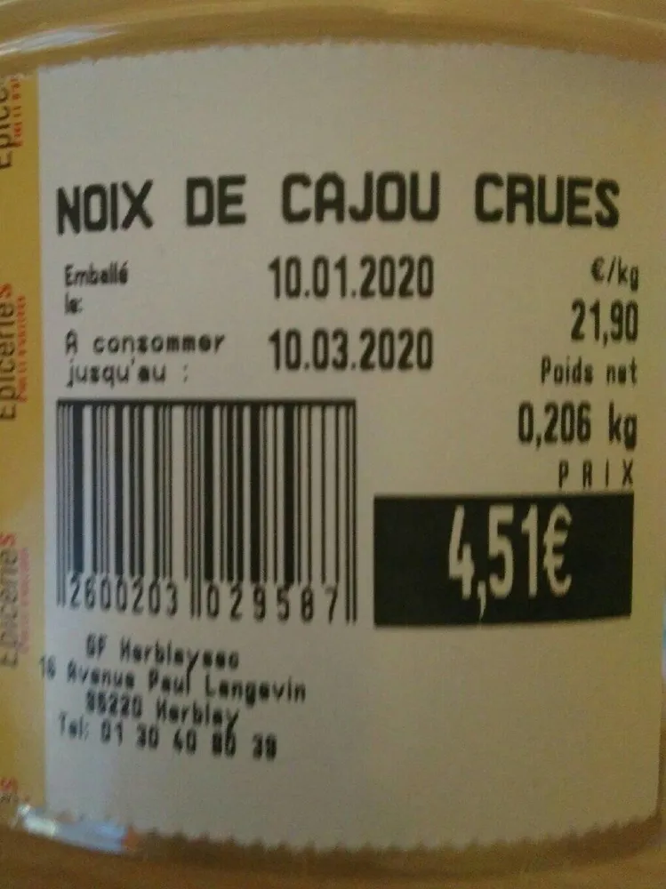 Noix de cajou crues