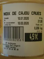 Noix de cajou crues