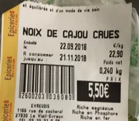 Noix de cajou crues