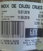 Noix de cajou crues