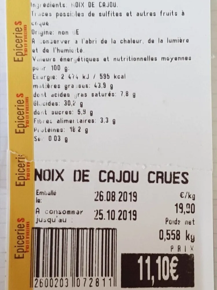 Noix de cajou crues