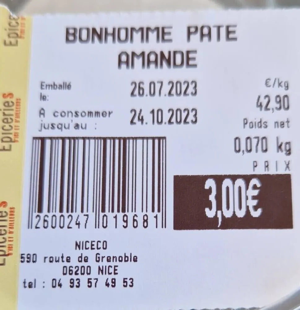 Bonhomme pate amande