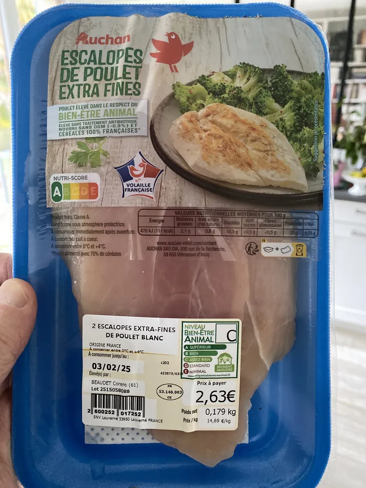 Escalopes de poulet extra fines