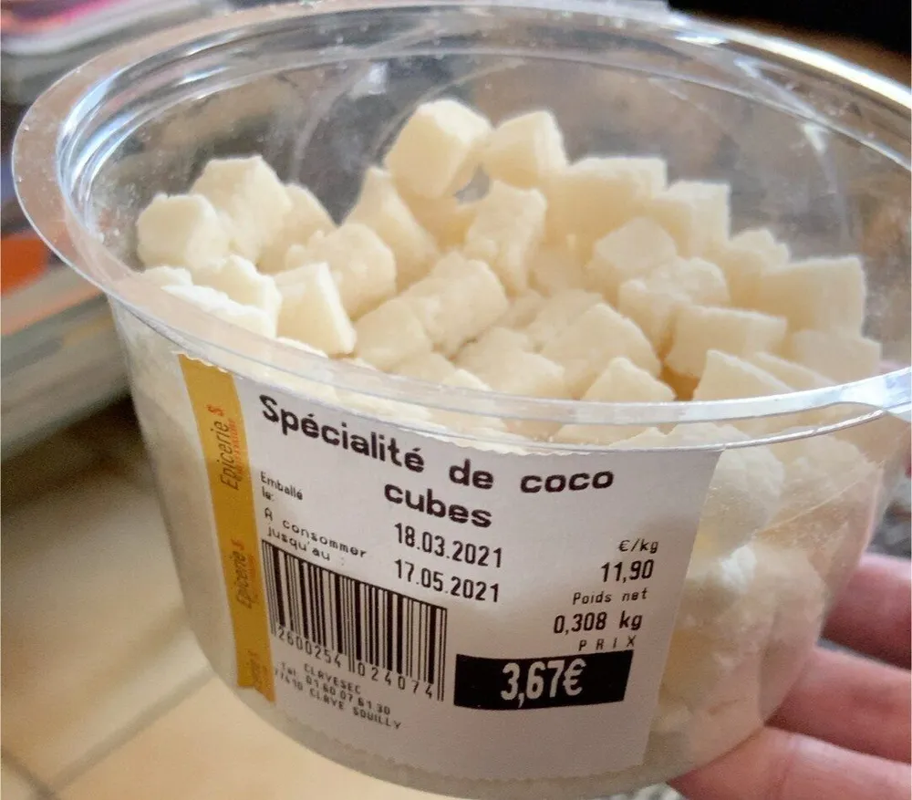 Specialité de coco cube