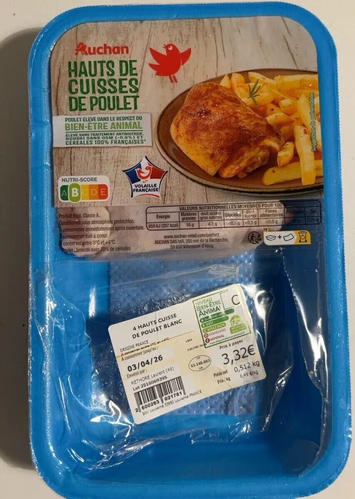 4 hauts cuisse de poulet blanc