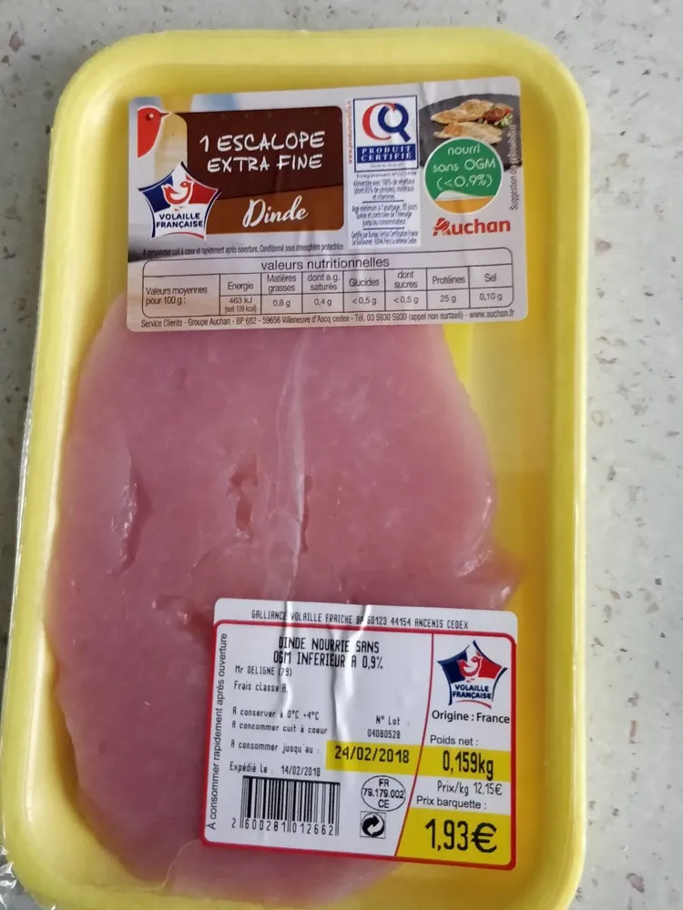 Escalope extra fine de dinde française