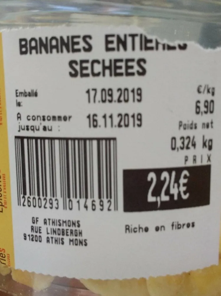 Bananes entières séchées