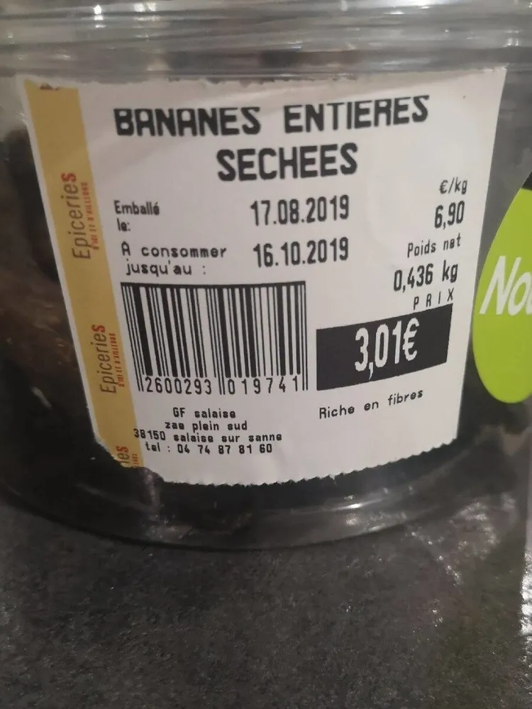 Bananes entières sechees