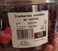 Cranberries Séchées en Moitiés