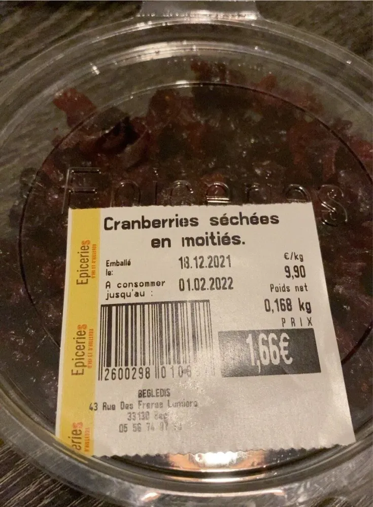 Cranberries séchées