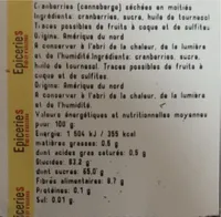 cranberries séchées en moitiés