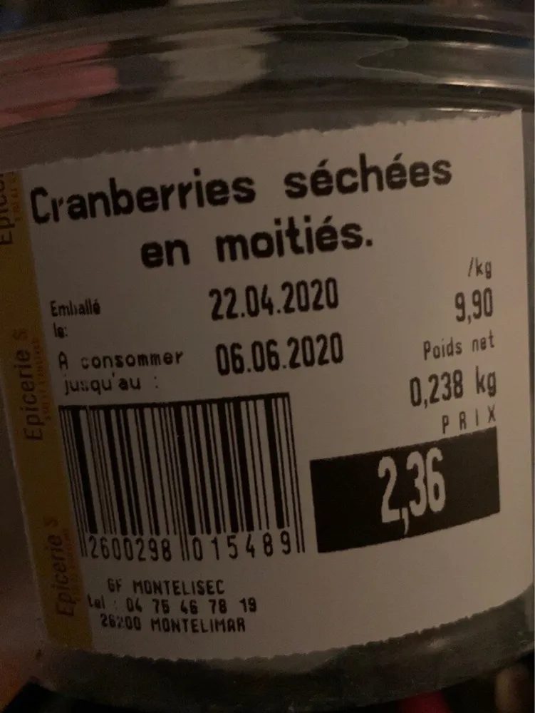 Cranberries seches