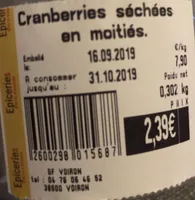 Cranberries séchées