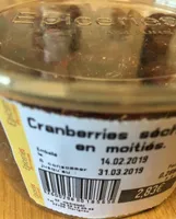 Cranberries sechees en moitie