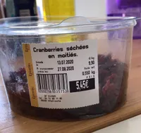 Cranberries séchées en moitiés