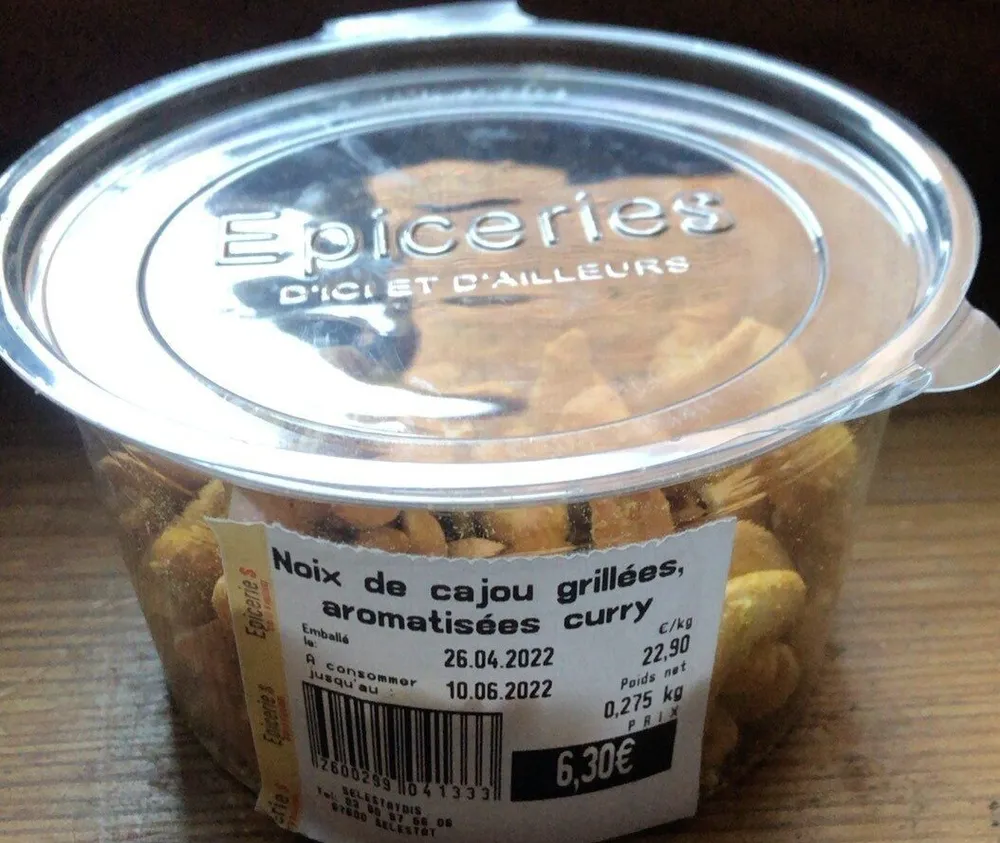 Noix de cajou grillées aromatisées curry