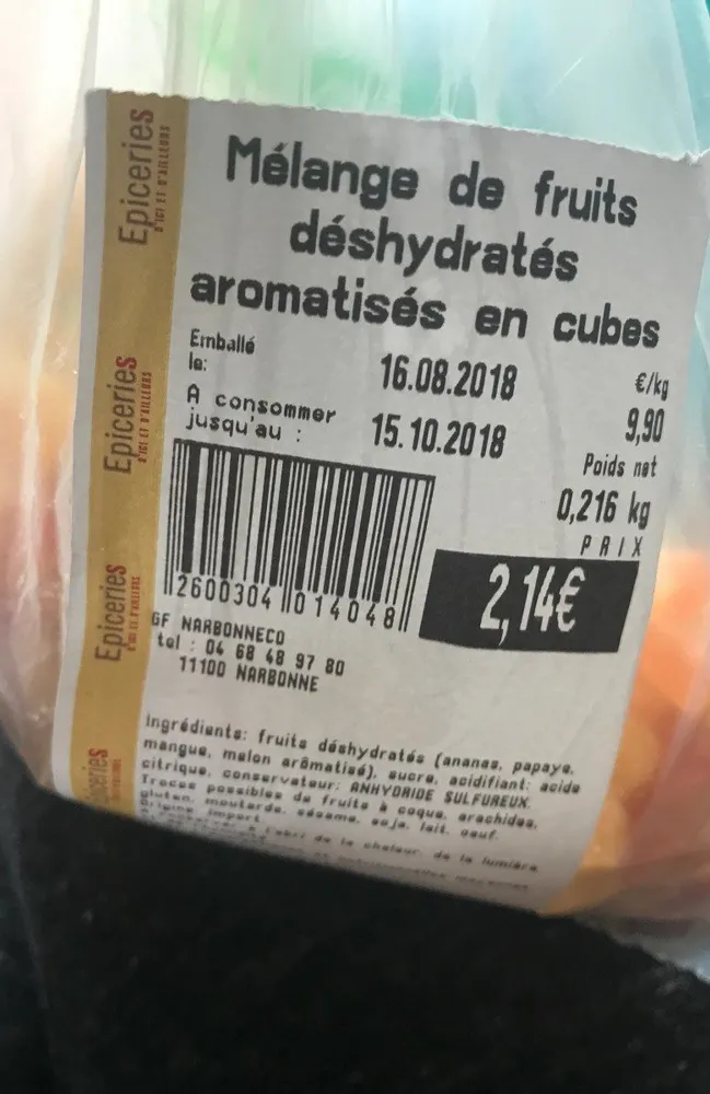 Melange fruits deshydratees aromatises