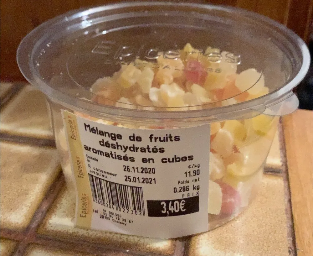 Melange de fruits deshydratés