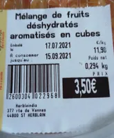 Mélange de fruits déshydratés aromatisés en cubes