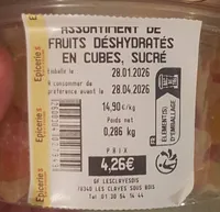 Assortiment de fruits déshydratées en cubes, sucré