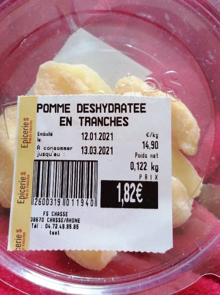 Pomme déshydratée en tranches