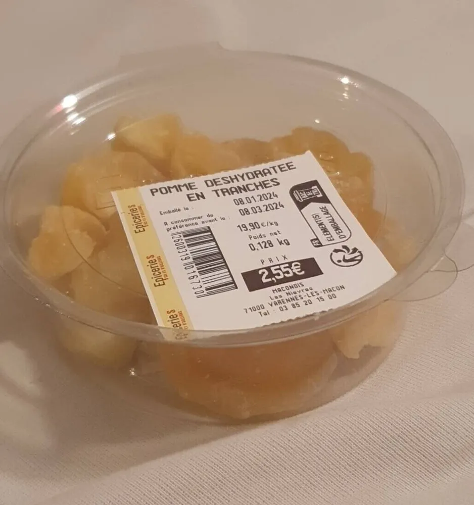 Pomme déshydratée en tranches
