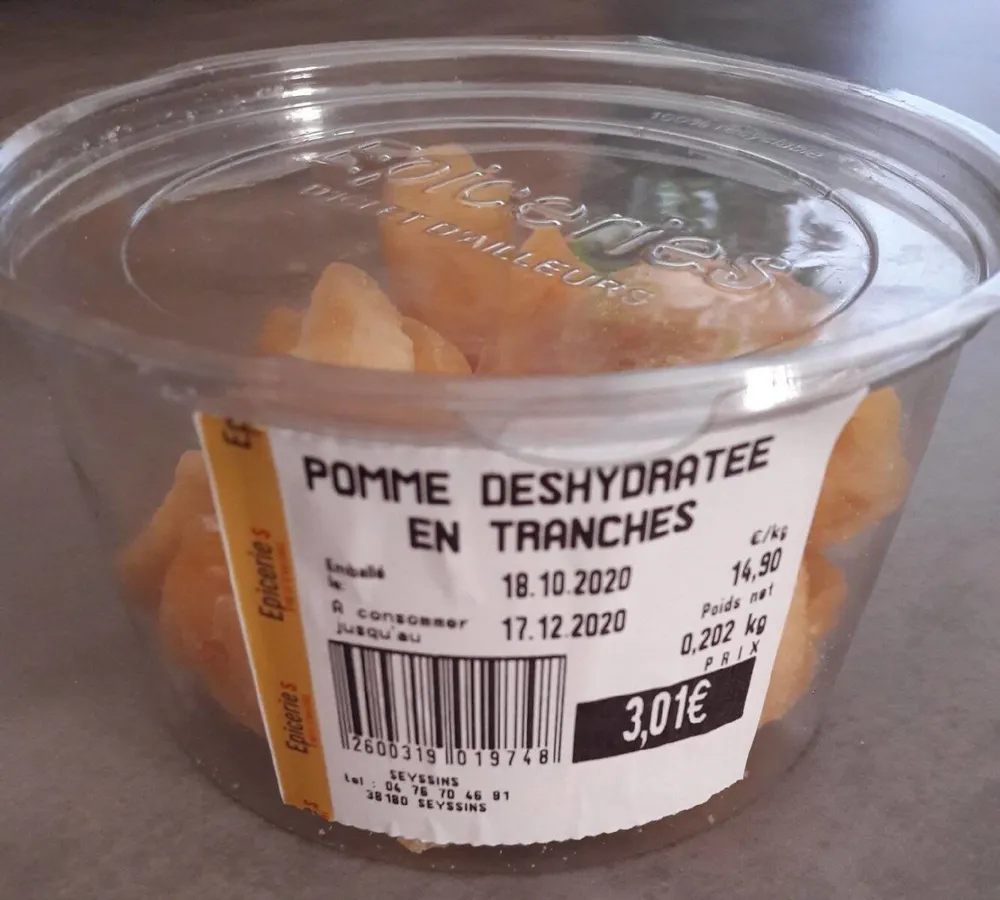 Pomme déshydratée en tranches