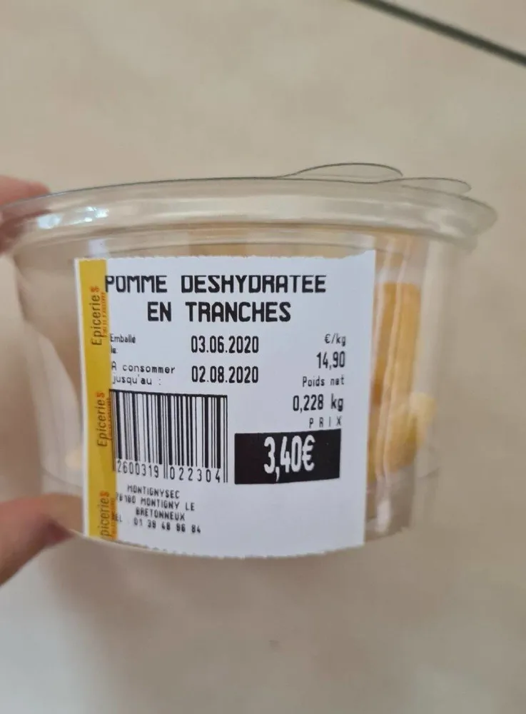 Pommes déshydratées en tranches