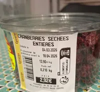 Cranberries séchées entières