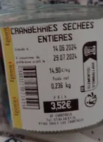 Cranberries séchées entières