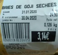 Baies de goji sechées