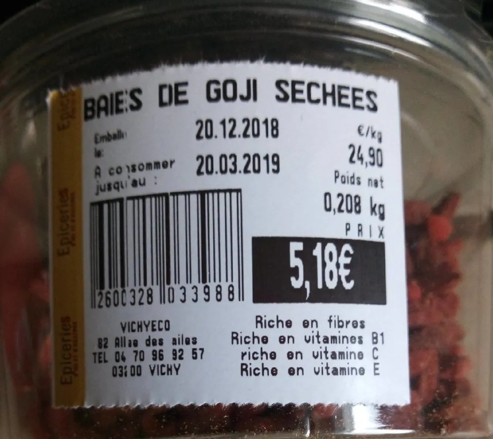 Baies de goji séchées