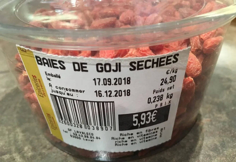 Baies de goji sechees