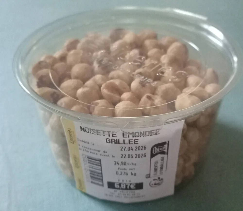 Noisettes émondées grillées