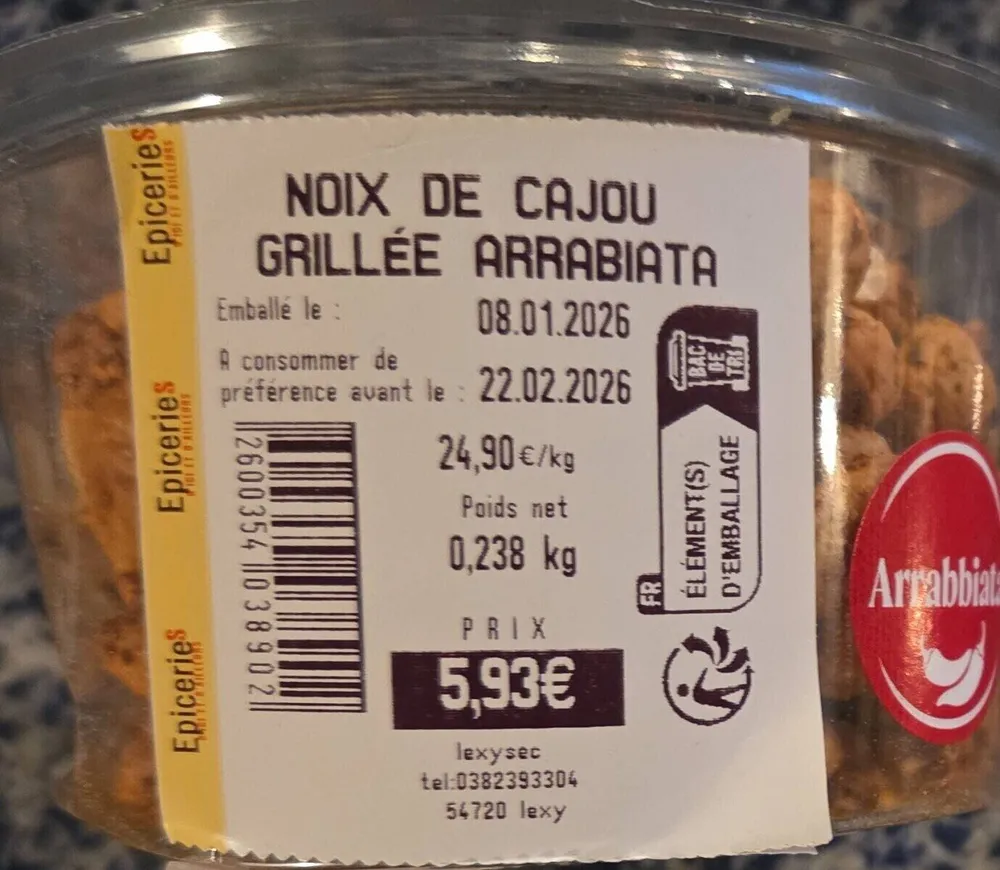 Noix de cajou grillées arabiata