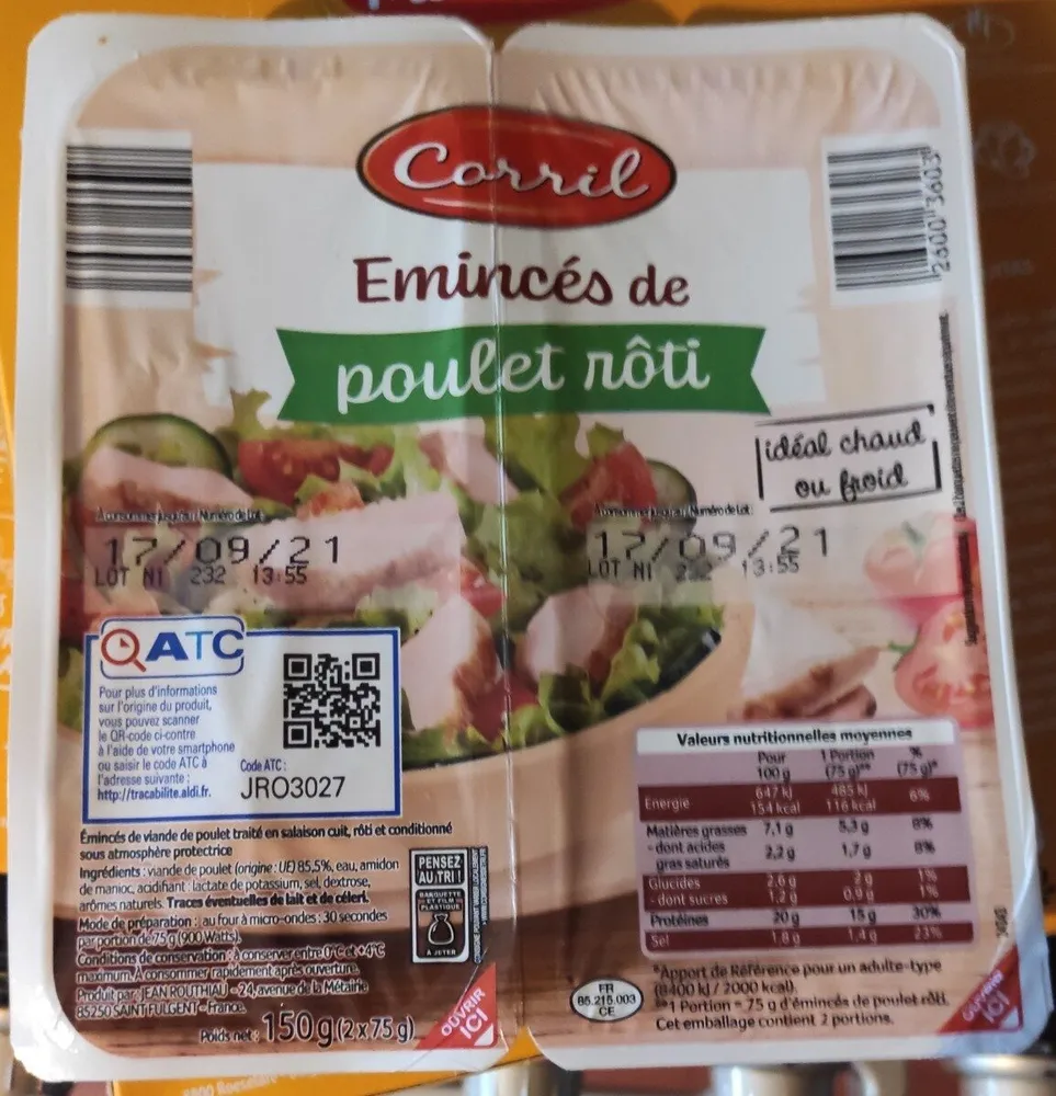 Émincés de poulet rôti