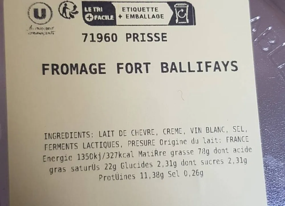 Fromage fort ballifays super u