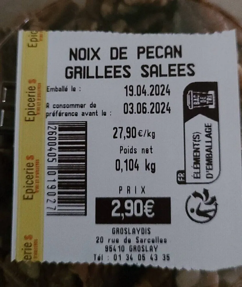 Noix de pekan grillées et salees