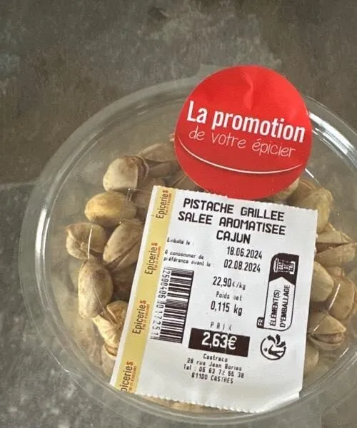 Pistache grillée salée aromatisée cajun