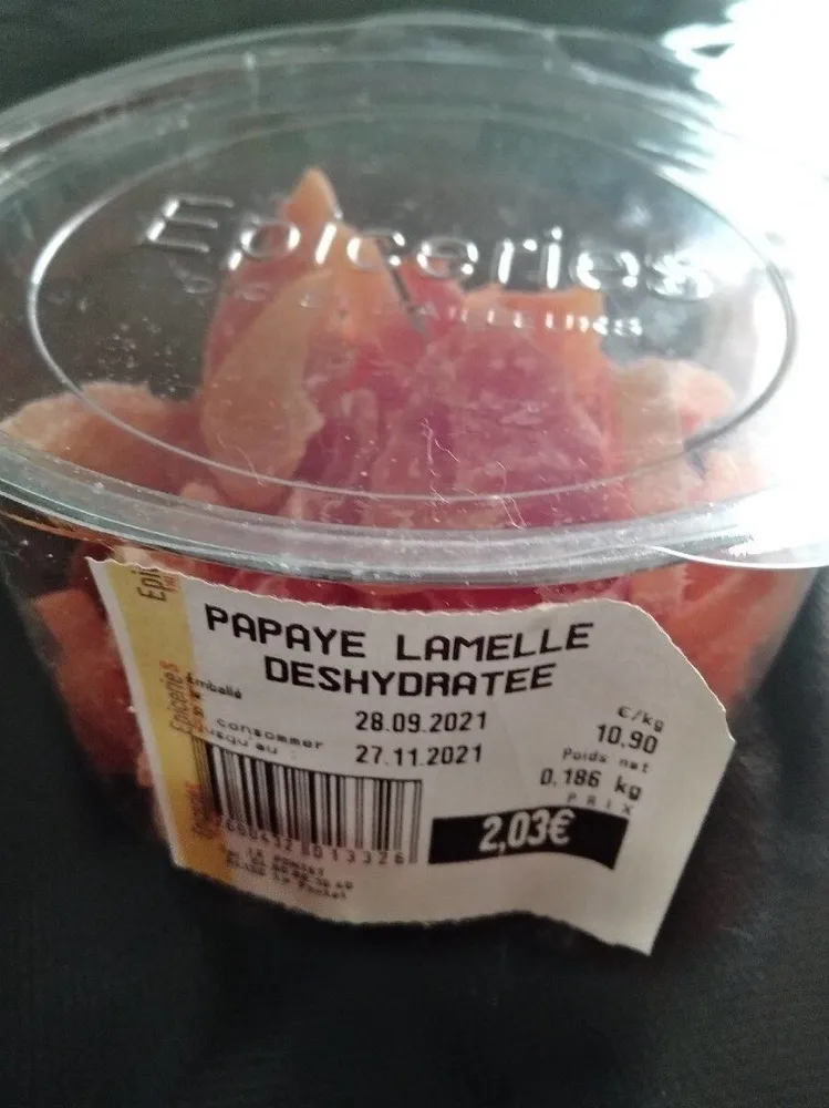 Papaye lamelle déshydratée