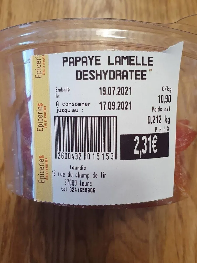Papaye déshydratée