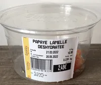 Papaye lamelle déshydratée
