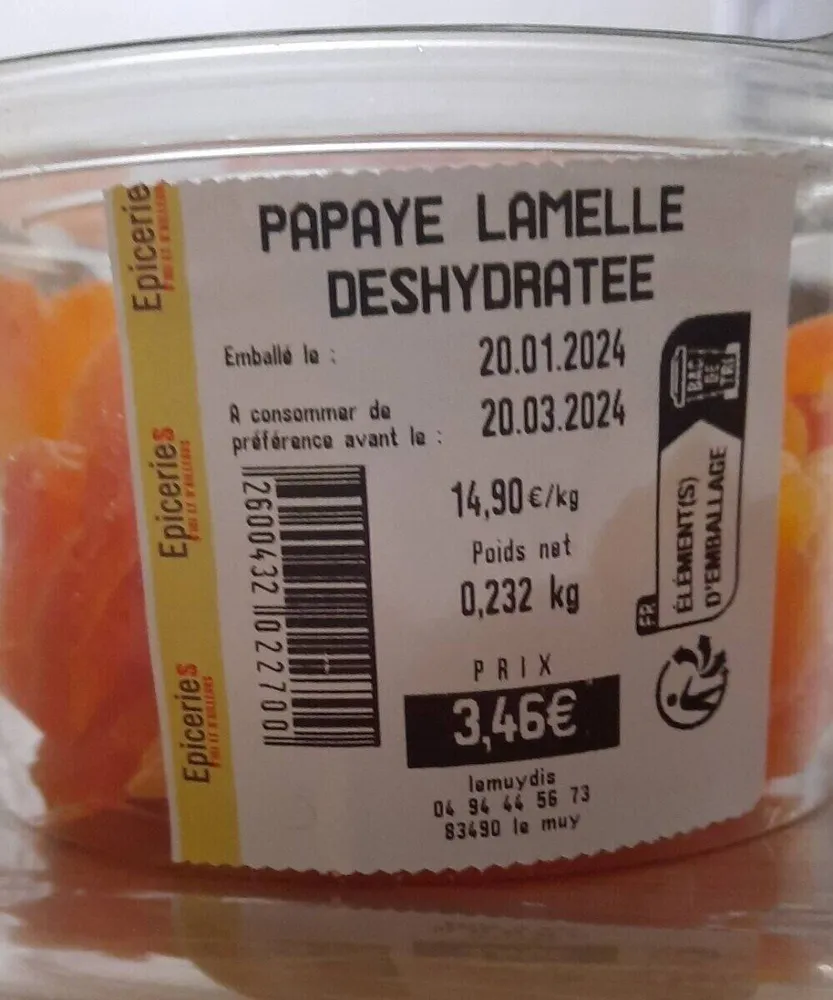 Papaye déshydratée