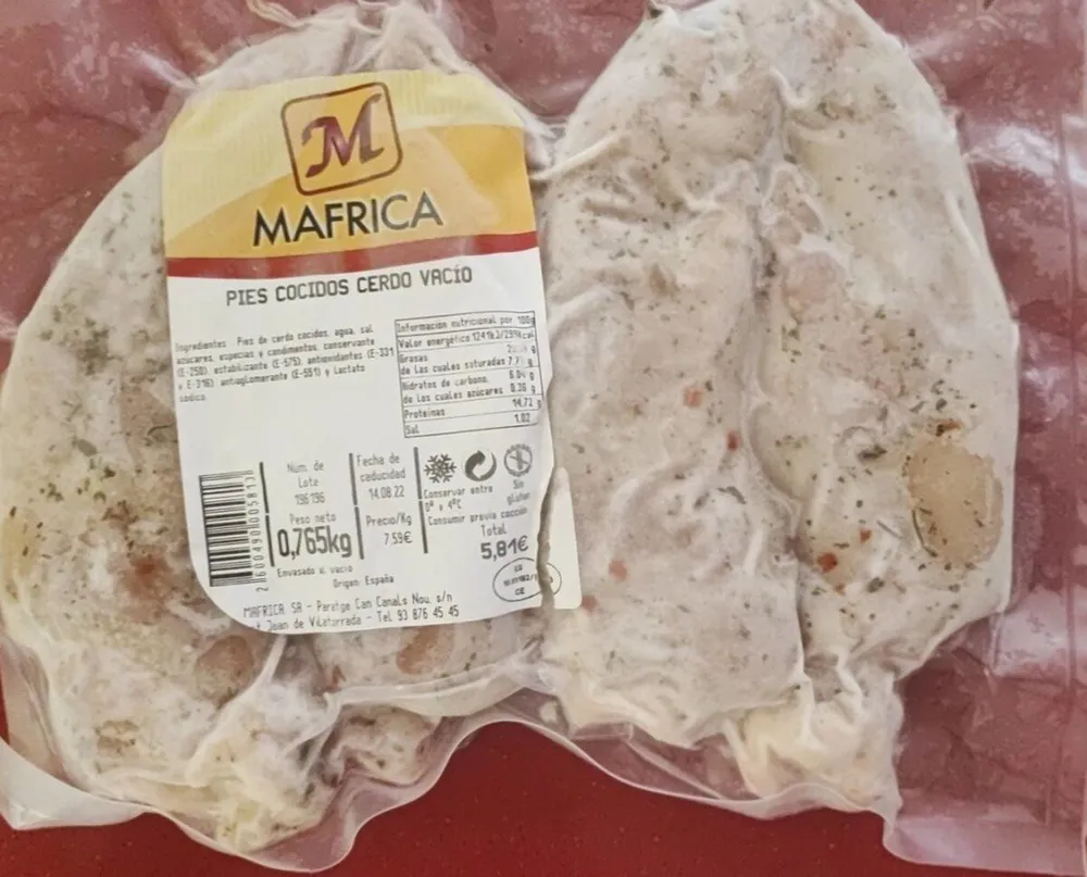 Pies Cocidos Cerdo Vacío