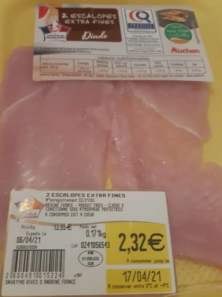 2 escalopes extra fines