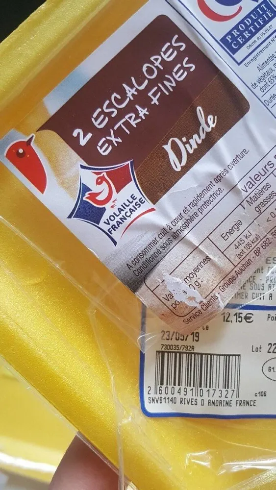 Escalopes extra fines dinde