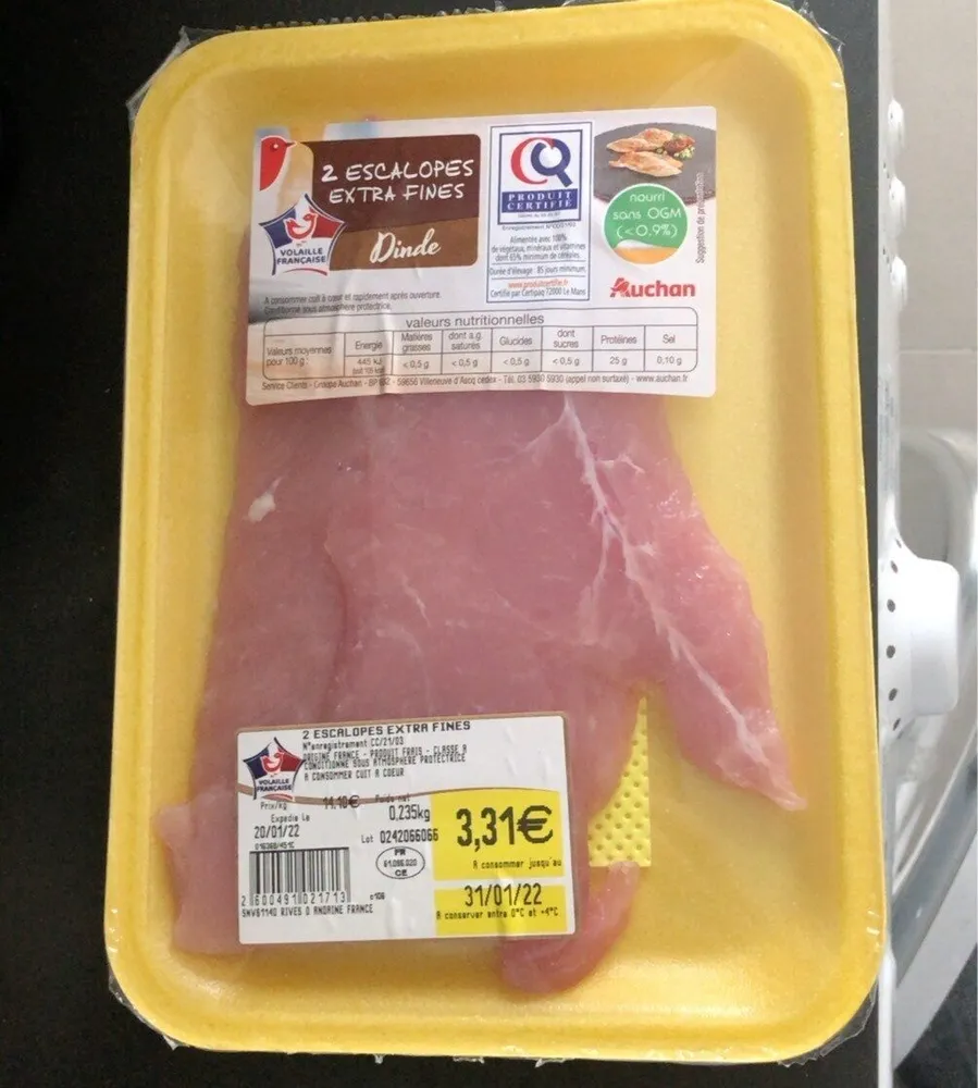 2 escalopes extra fines dinde