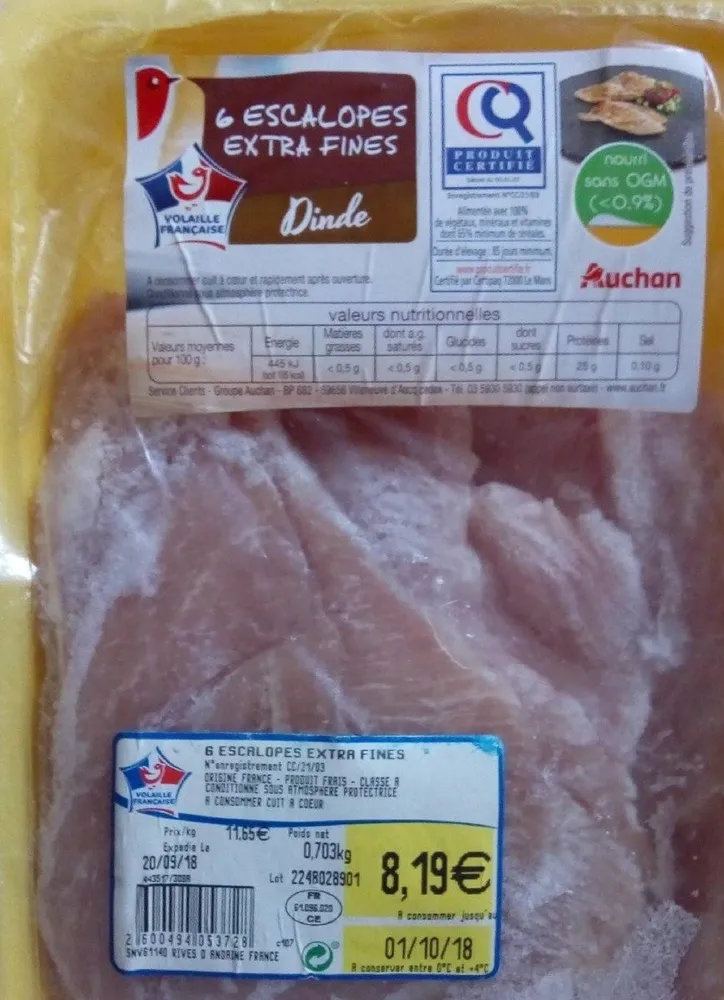 6 escalopes extra fines