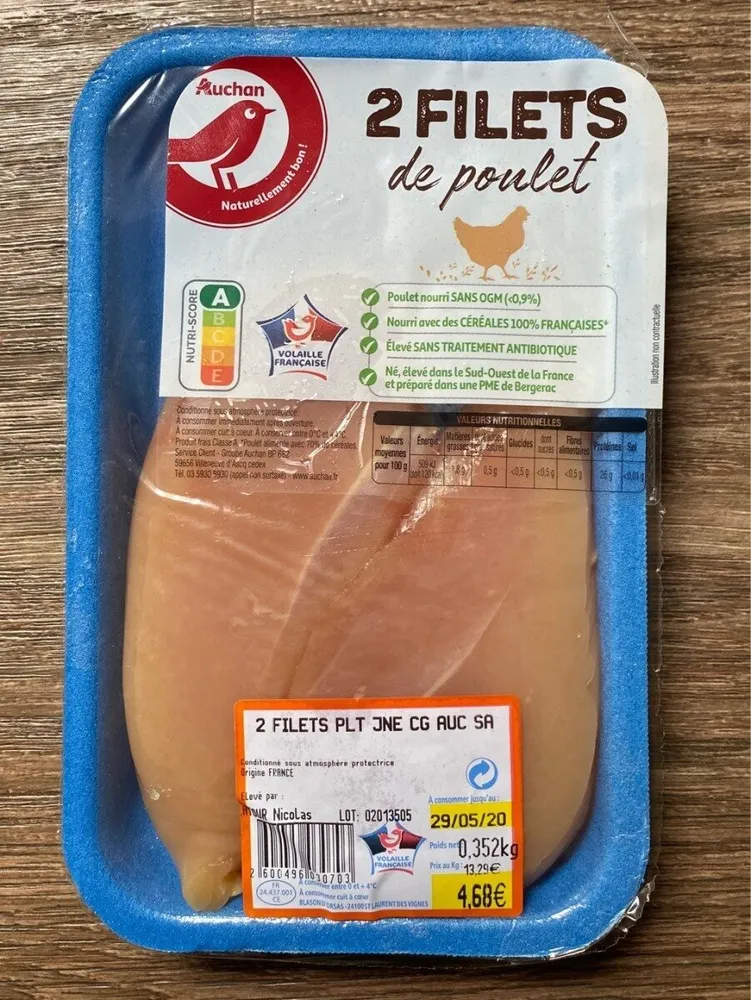 Filets de poulet jaune